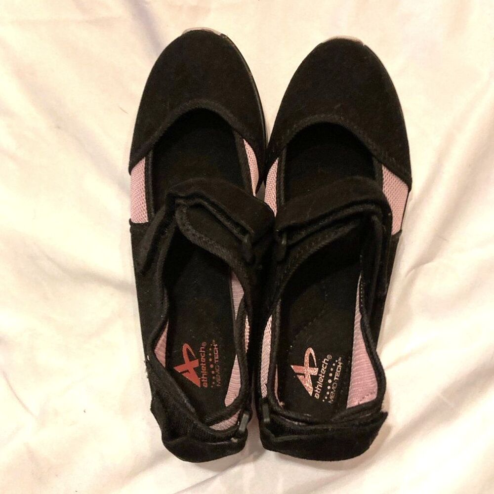 Athletech Women’s Size 7 Black & Pink Mary Jane Walking Shoes